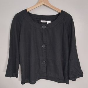 Black Linen Peplum Top